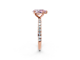 Rose gold Fancy Pink Pear  Cut Diamond Pavé Band Solitaire with Four-Prong Setting_5