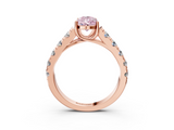 Rose gold Fancy Pink Pear  Cut Diamond Pavé Band Solitaire with Four-Prong Setting_6