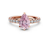Rose gold Fancy Pink Pear  Cut Diamond Pavé Band with Four-Prong Setting_20