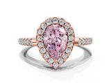 Rose gold Fancy Pink Pear Cut Diamond Pavé Halo Ring with Four-Prong Setting_36