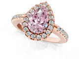 Rose gold Fancy Pink Pear Cut Diamond Pavé Halo Ring with Four-Prong Setting_37
