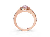 Rose gold Fancy Pink Pear Cut Diamond Pavé Halo Ring with Four-Prong Setting_39