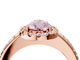 Rose gold Fancy Pink Pear Cut Diamond Pavé Halo Ring with Four-Prong Setting_40