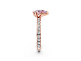 Rose gold Fancy Pink Pear Cut Diamond Pavé Solitaire Ring with Round Band and Prong Setting_14