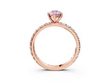 Rose gold Fancy Pink Pear Cut Diamond Pavé Solitaire Ring with Round Band and Prong Setting_15