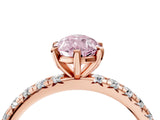 Rose gold Fancy Pink Pear Cut Diamond Pavé Solitaire Ring with Round Band and Prong Setting_16