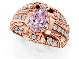 Rose gold Fancy Pink Pear Cut Diamond Pave Art Deco Split Shank Ring with Four-Prong Setting_1