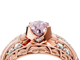 Rose gold Fancy Pink Pear Cut Diamond Pave Art Deco Split Shank Ring with Four-Prong Setting_4