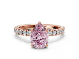 Rose gold Fancy Pink Pear Cut Diamond Pave Band Solitaire Ring with Four-Prong Setting_58