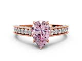 Rose gold Fancy Pink Pear  Cut Diamond Pave Band with Four-Prong Setting_36