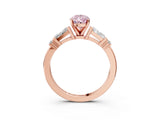 Rose gold Fancy Pink Pear  Cut Diamond Ring with Baguette Side Stones, Channel Set Band, and Four-Prong Setting_27