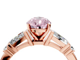 Rose gold Fancy Pink Pear  Cut Diamond Ring with Baguette Side Stones, Channel Set Band, and Four-Prong Setting_28