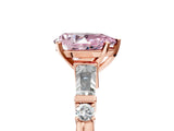 Rose gold Fancy Pink Pear  Cut Diamond Ring with Baguette Side Stones, Channel Set Band, and Four-Prong Setting_29