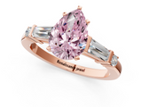 Rose gold Fancy Pink Pear  Cut Diamond Ring with Baguette Side Stones, Channel Set Band, and Four-Prong Setting_4