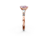 Rose gold Fancy Pink Pear  Cut Diamond Ring with Baguette Side Stones, Channel Set Band, and Four-Prong Setting_5