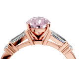 Rose gold Fancy Pink Pear  Cut Diamond Ring with Baguette Side Stones, Channel Set Band, and Four-Prong Setting_7