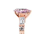 Rose gold Fancy Pink Pear  Cut Diamond Ring with Baguette Side Stones, Channel Set Band, and Four-Prong Setting_8
