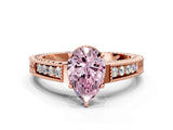 Rose gold Fancy Pink Pear Cut Diamond Ring with Milgrain Pavé Band and Four-Prong Setting_23