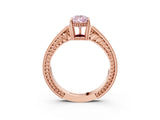 Rose gold Fancy Pink Pear Cut Diamond Ring with Milgrain Pavé Band and Four-Prong Setting_26