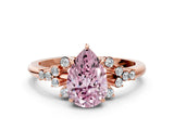 Rose gold Fancy Pink Pear Cut Diamond Ring with Side Stones and Four-Prong Setting_101