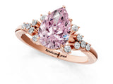 Rose gold Fancy Pink Pear Cut Diamond Ring with Side Stones and Four-Prong Setting_102