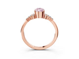Rose gold Fancy Pink Pear Cut Diamond Ring with Side Stones and Four-Prong Setting_104