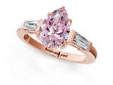Rose gold Fancy Pink Pear  Cut Diamond Ring with Tapered Baguette Side Stones in Four-Prong Setting_4