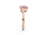 Rose gold Fancy Pink Pear  Cut Diamond Ring with Tapered Baguette Side Stones in Four-Prong Setting_5