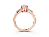 Rose gold Fancy Pink Pear  Cut Diamond Ring with Tapered Baguette Side Stones in Four-Prong Setting_6
