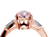 Rose gold Fancy Pink Pear  Cut Diamond Ring with Tapered Baguette Side Stones in Four-Prong Setting_7