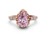 Rose gold Fancy Pink Pear Cut Diamond Scalloped Halo Engagement Ring with Round Shared Prong Band_12