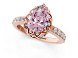 Rose gold Fancy Pink Pear Cut Diamond Scalloped Halo Engagement Ring with Round Shared Prong Band_13