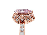 Rose gold Fancy Pink Pear Cut Diamond Scalloped Halo Engagement Ring with Round Shared Prong Band_17