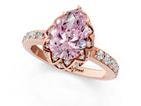 Rose gold Fancy Pink Pear Cut Diamond Scalloped Halo Engagement Ring with Round Shared Prong Band_25
