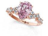 Rose gold Fancy Pink Pear Cut Diamond Scattered Round Accent Ring with Prong Setting_13