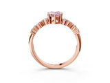 Rose gold Fancy Pink Pear Cut Diamond Scattered Round Accent Ring with Prong Setting_15