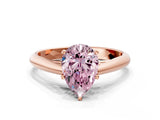 Rose gold Fancy Pink Pear Cut Diamond Solitaire Engagement Ring with Cathedral Setting and Four-Prong Mount_129