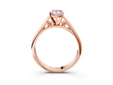 Rose gold Fancy Pink Pear Cut Diamond Solitaire Engagement Ring with Cathedral Setting and Four-Prong Mount_132