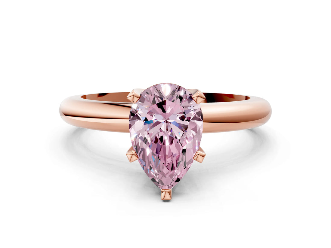 Rose gold Fancy Pink Pear Cut Diamond Solitaire Engagement Ring with Round Band and Four-Prong Setting_155
