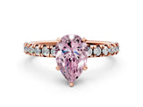 Rose gold Fancy Pink Pear Cut Diamond Solitaire Pavé Engagement Ring with Round Band and Prong Setting_25
