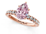 Rose gold Fancy Pink Pear Cut Diamond Solitaire Pavé Engagement Ring with Round Band and Prong Setting_62