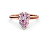 Rose gold Fancy Pink Pear Cut Diamond Solitaire Ring with Classic Band and Four-Prong Setting