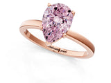 Rose gold Fancy Pink Pear Cut Diamond Solitaire Ring with Classic Band and Four-Prong Setting_1