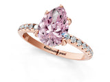 Rose gold Fancy Pink Pear Cut Diamond Solitaire Ring with Four-Prong Setting and Pavé Band_4