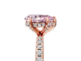 Rose gold Fancy Pink Pear Cut Diamond Solitaire Ring with Four-Prong Setting and Pavé Band_8