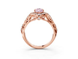 Rose gold Fancy Pink Pear Cut Diamond Solitaire Ring with Hidden Halo and Pavé Band_30