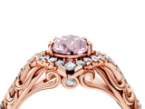 Rose gold Fancy Pink Pear Cut Diamond Solitaire Ring with Hidden Halo and Pavé Band_31