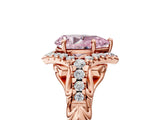 Rose gold Fancy Pink Pear Cut Diamond Solitaire Ring with Hidden Halo and Pavé Band_32