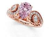 Rose gold Fancy Pink Pear Cut Diamond Solitaire Ring with Milgrain Pavé Band and Four-Prong Setting_172