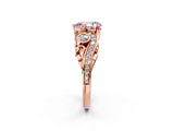 Rose gold Fancy Pink Pear Cut Diamond Solitaire Ring with Milgrain Pavé Band and Four-Prong Setting_173